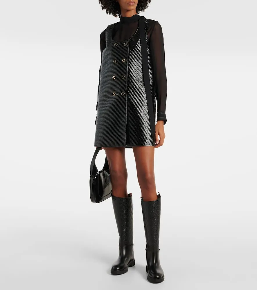 Gucci Horsebit GG debossed leather knee-high boots